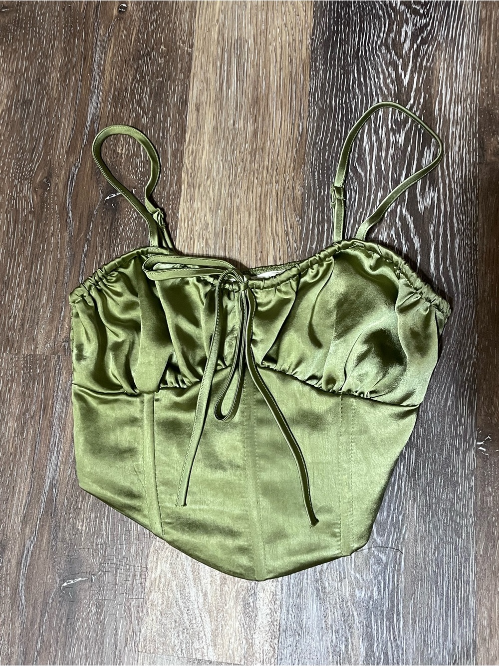 PacSun Olive Satin Corset Top